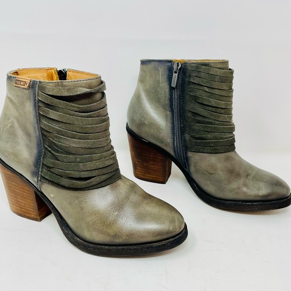 PIKOLINOS Shoes - PIKOLINOS Olive Ankle Boots with Wood Heel
